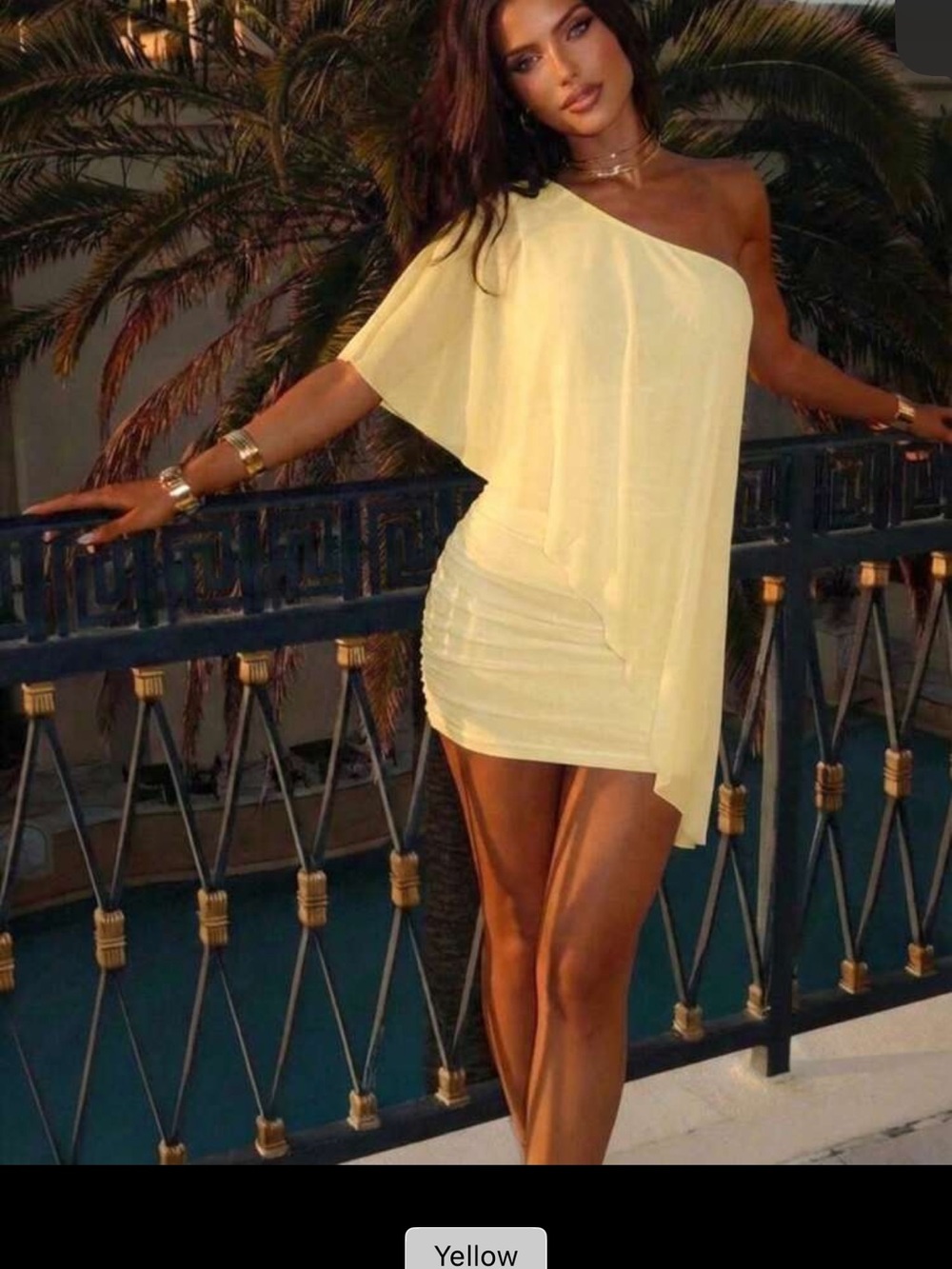 One-Shoulder Yellow Mini Dress